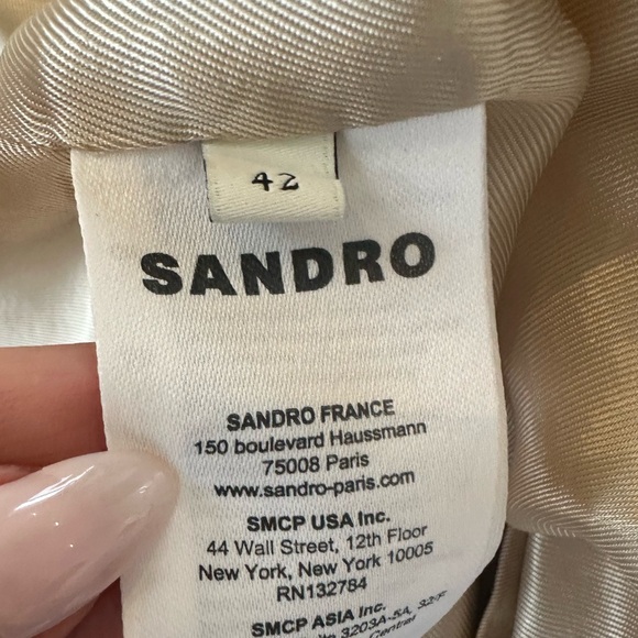 Sandro Button Gabardine Trench Coat in Beige - Picture 12 of 14